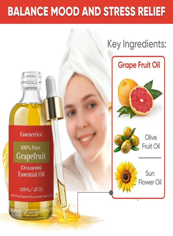Essencetics 4 oz Grapefruit Essential Oil Organic - 100% Natural - Infused with Olive & Sunflower Oils - Therapeutic Grade Grapefruit Oil for Skin, Hair Care, Aromatherapy & Diffuser - Image 4